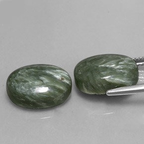 Pedras preciosas de serafinita verde natural de  ct, corte oval, opaco