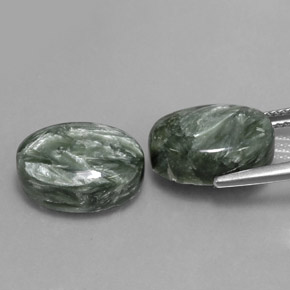 Pedras preciosas de serafinita verde natural de  ct, corte oval, opaco
