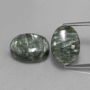 Pedras preciosas de serafinita verde natural de  ct, corte oval, opaco