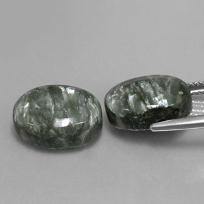 Pedras preciosas de serafinita verde natural de  ct, corte oval, opaco