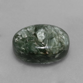 Serafinita Verde Natural 6.42ct, Corte Oval, Opaco