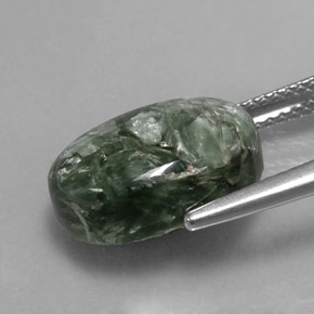 Serafinita Verde Natural 6.42ct, Corte Oval, Opaco