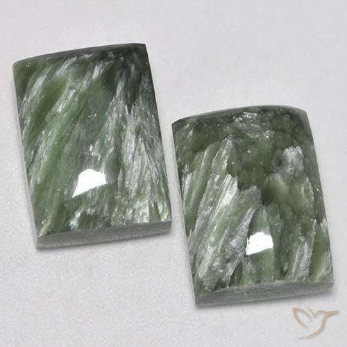 Pedras preciosas de Serafinita Verde Terroso natural de 15.16 ct, baguete, Opaco