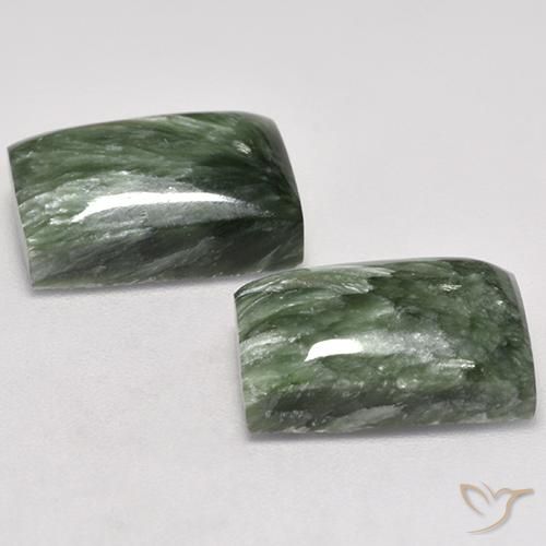 Pedras preciosas de Serafinita Verde Terroso natural de 15.16 ct, baguete, Opaco