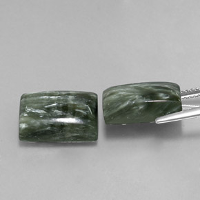 Pedras preciosas de serafinita verde natural de  ct, baguete, opaco