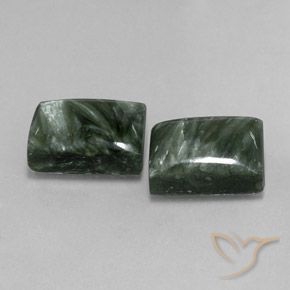 Pedras preciosas de Serafinita Verde floresta natural de 16.43 ct, baguete, Opaco