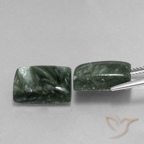 Pedras preciosas de Serafinita Verde floresta natural de 16.43 ct, baguete, Opaco