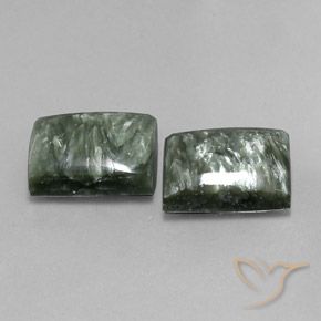 Pedras preciosas de Serafinita Verde natural de 15.12 ct, baguete, Opaco