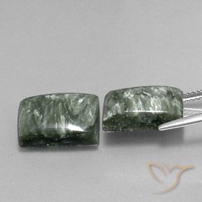 Pedras preciosas de Serafinita Verde natural de 15.12 ct, baguete, Opaco