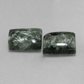 Pedras preciosas de serafinita verde natural de 17,39 ct, baguete, opaco