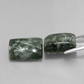 Pedras preciosas de serafinita verde natural de 17,39 ct, baguete, opaco