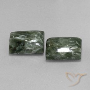 Pedras preciosas de Serafinita Verde natural de 14.60 ct, baguete, Opaco