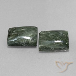 Pedras preciosas de Serafinita Verde Terroso natural de 16.22 ct, baguete, Opaco