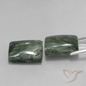 Pedras preciosas de Serafinita Verde Terroso natural de 16.22 ct, baguete, Opaco