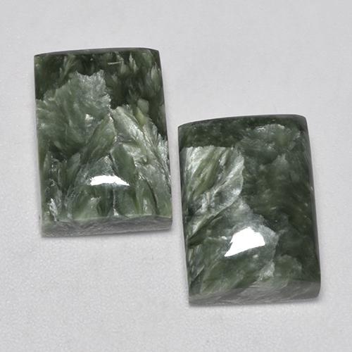 Pedras preciosas de serafinita verde natural de 15,38 ct, baguete, opaco