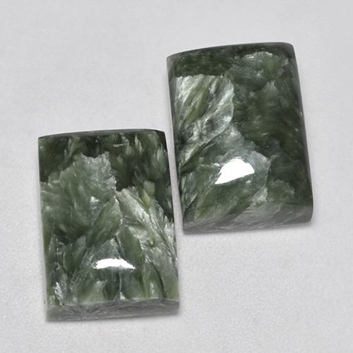 Pedras preciosas de serafinita verde natural de 15,38 ct, baguete, opaco