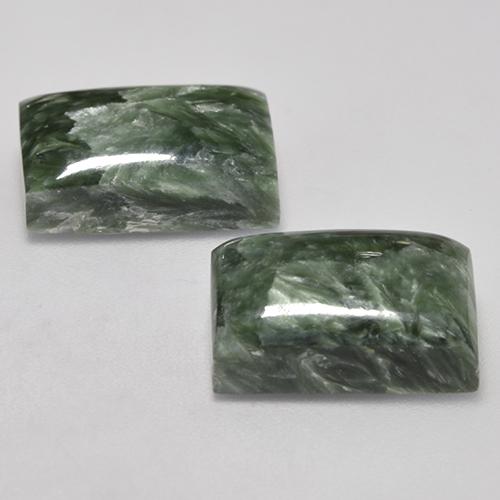 Pedras preciosas de serafinita verde natural de 15,38 ct, baguete, opaco