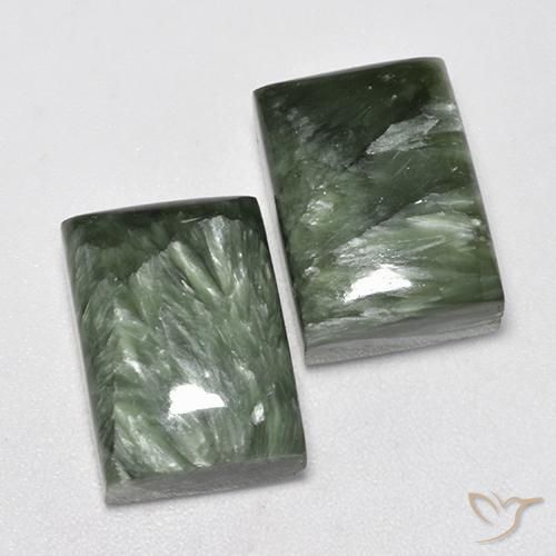 Pedras preciosas de Serafinita Verde médio natural de 17.19 ct, baguete, Opaco
