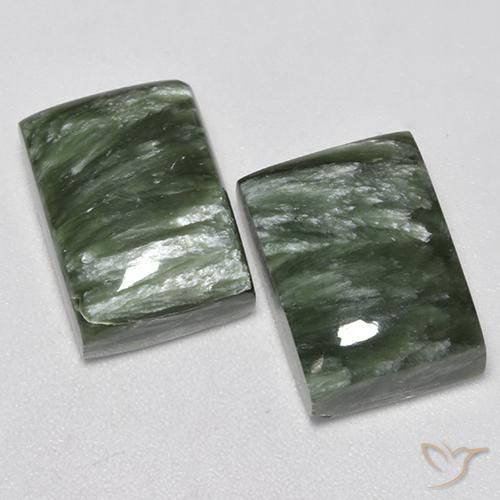 Pedras preciosas de Serafinita Verde médio natural de 16.83 ct, baguete, Opaco