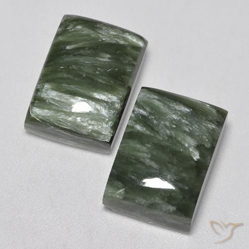 Pedras preciosas de Serafinita Verde médio natural de 16.83 ct, baguete, Opaco