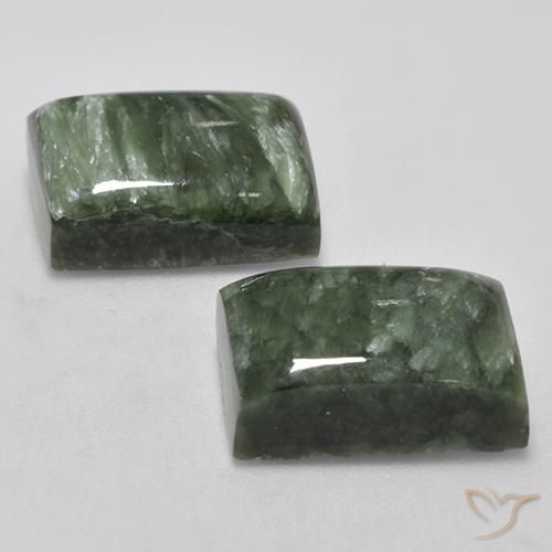 Pedras preciosas de Serafinita Verde médio natural de 16.83 ct, baguete, Opaco