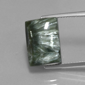 Serafinita verde natural 8,45ct, baguete, opaco