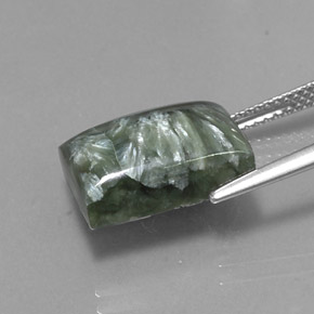 Serafinita verde natural 8,45ct, baguete, opaco