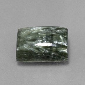 Serafinita verde natural 9,33ct, baguete, opaco