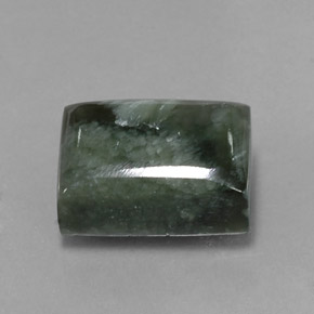 Serafinita verde natural 10,06ct, baguete, opaco