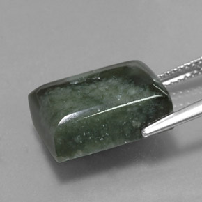 Serafinita verde natural 10,06ct, baguete, opaco