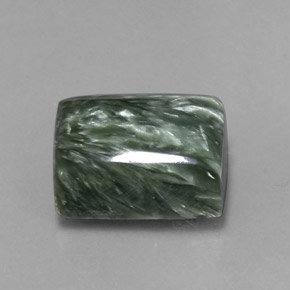 Serafinita verde natural 8,60ct, baguete, opaco