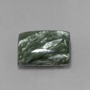 Serafinita verde natural 6,90ct, baguete, opaco