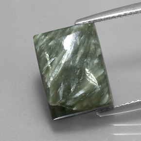 Serafinita Verde Natural 7.85ct, baguete, Opaco