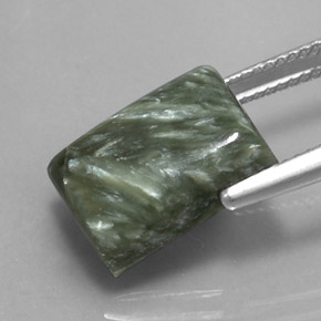 Serafinita Verde Natural 7.85ct, baguete, Opaco