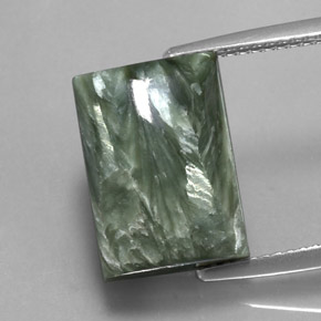 Serafinita verde natural 9,28ct, baguete, opaco