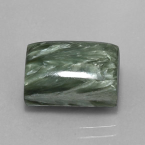 Serafinita verde natural 9,28ct, baguete, opaco