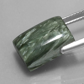Serafinita verde natural 9,28ct, baguete, opaco