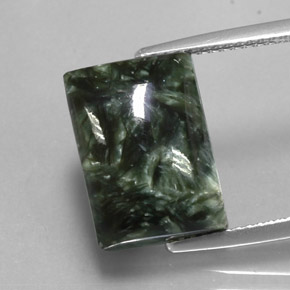 Serafinita verde natural 9,10ct, baguete, opaco