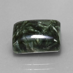 Serafinita verde natural 9,10ct, baguete, opaco