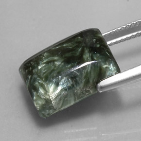 Serafinita verde natural 9,10ct, baguete, opaco