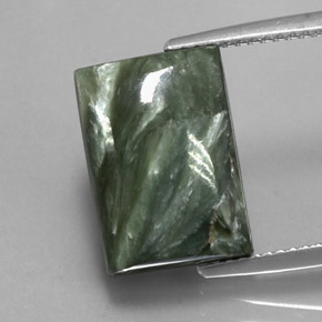 Serafinita verde natural 8,45ct, baguete, opaco