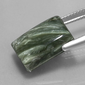 Serafinita verde natural 8,45ct, baguete, opaco
