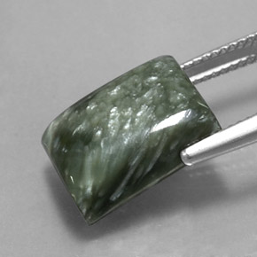 Serafinita Verde Natural 9.43ct, baguete, Opaco