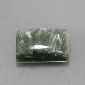 Serafinita verde natural 7,63ct, baguete, opaco