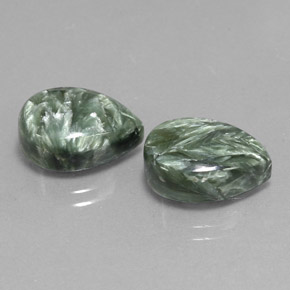 Pedras preciosas de serafinita verde natural de 11,17 ct, formato de pêra, opaco