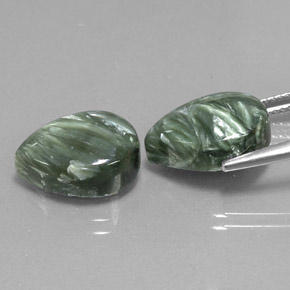 Pedras preciosas de serafinita verde natural de  ct, formato de pêra, opaco
