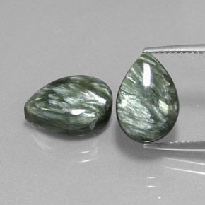 Pedras preciosas de serafinita verde natural de  ct, formato de pêra, opaco