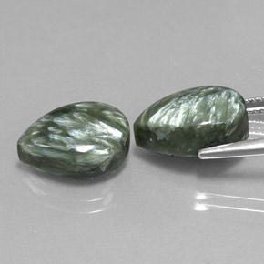 Pedras preciosas de serafinita verde natural de  ct, formato de pêra, opaco
