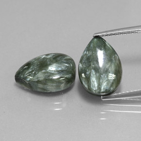 Pedras preciosas de serafinita verde natural de  ct, formato de pêra, opaco