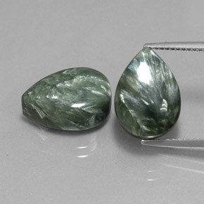 Pedras preciosas de serafinita verde natural de  ct, formato de pêra, opaco
